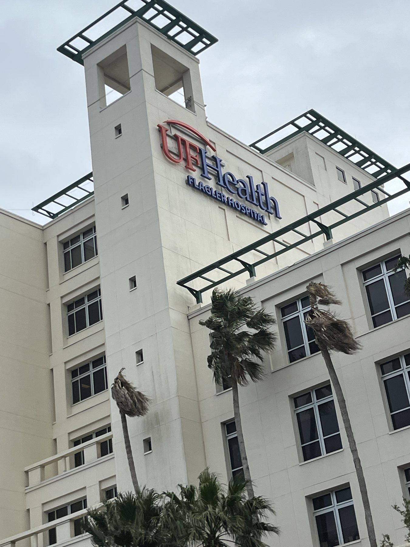 UF Health high-rise illuminated channel letter sign